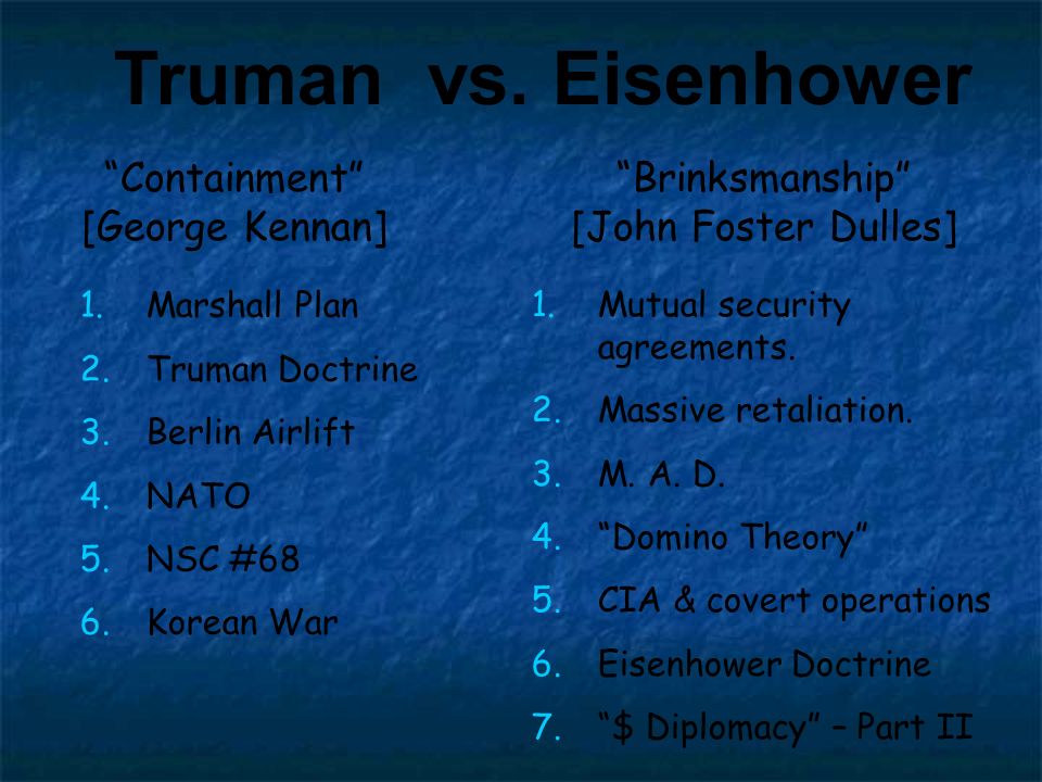Truman vs eisenhower essay